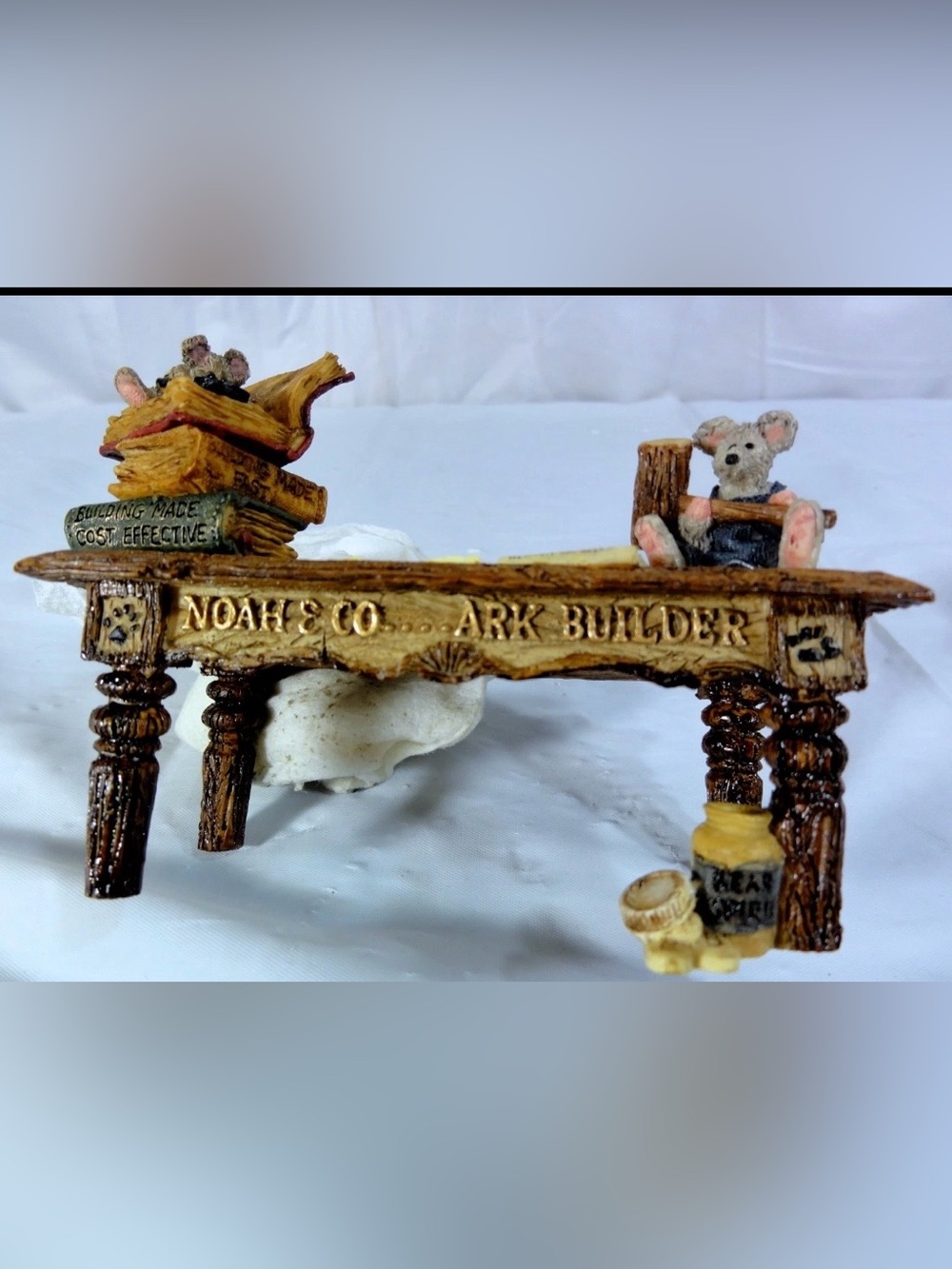Vintage Boyds Bears & Friends "Noah’s Genius at Work Table" Rustic Desk 2429